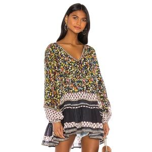 Free People Gardenia Floral Print Embellished Tunic Black fits like xxl.